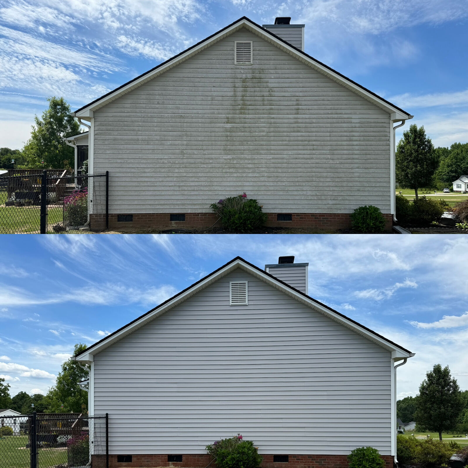 House siding before and after soft washing