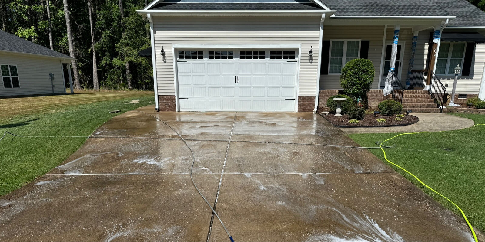 Driveway after pressure washing