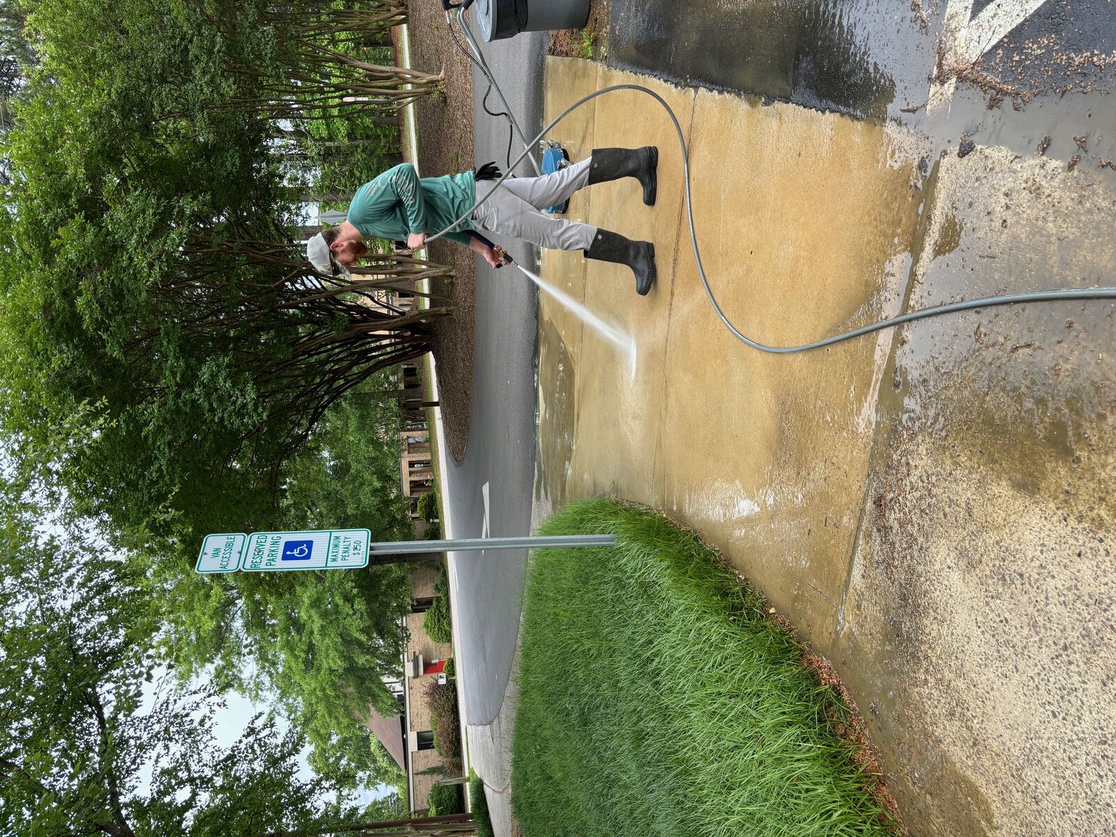 Owner of Bright House Pressure Washing on a job site