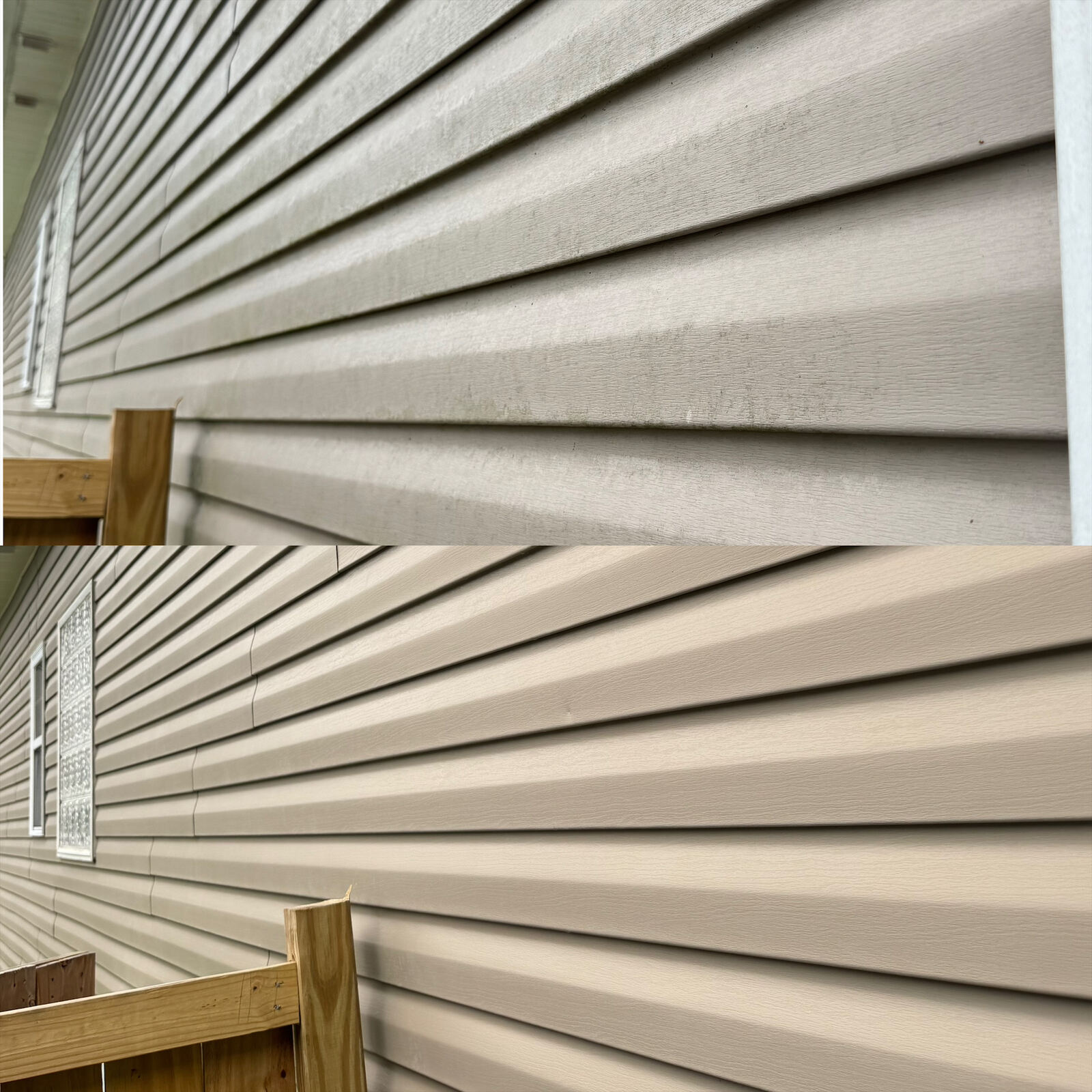 Vinyl siding before and after cleaning